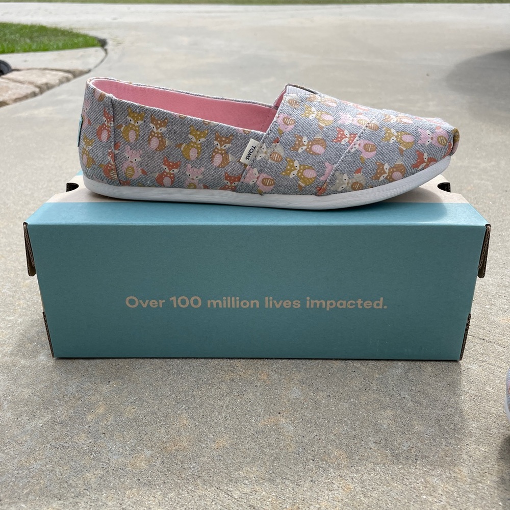 Womens Toms twill slip on fox print
